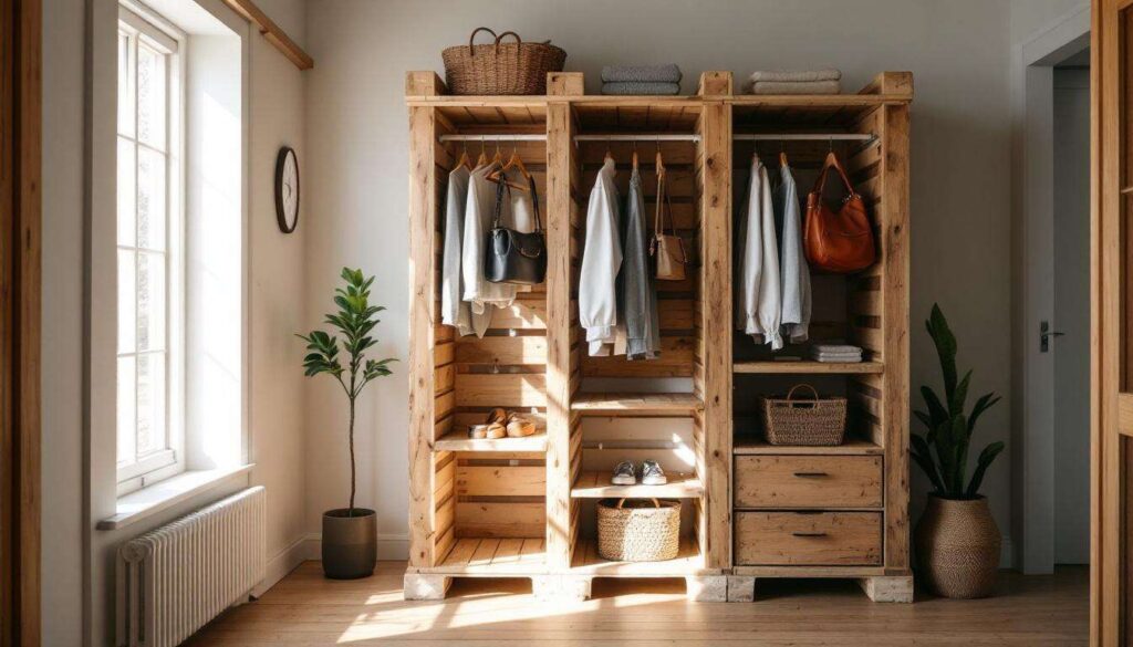 Ein Paar verrät, wie sie mit Holzpaletten eine nachhaltige Garderobe für den Flur bauen