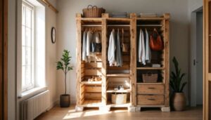 Ein Paar verrät, wie sie mit Holzpaletten eine nachhaltige Garderobe für den Flur bauen
